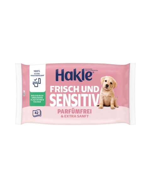 Hakle Feucht Frisch und Sensitiv, parfuemfrei und extra sanft, Feuchte Toilettentuecher, biologisch abbaubar, plastikfrei, Nachfuellung, 1 Stueck